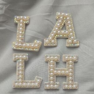 Pearl and Rhinestone Letter Patches